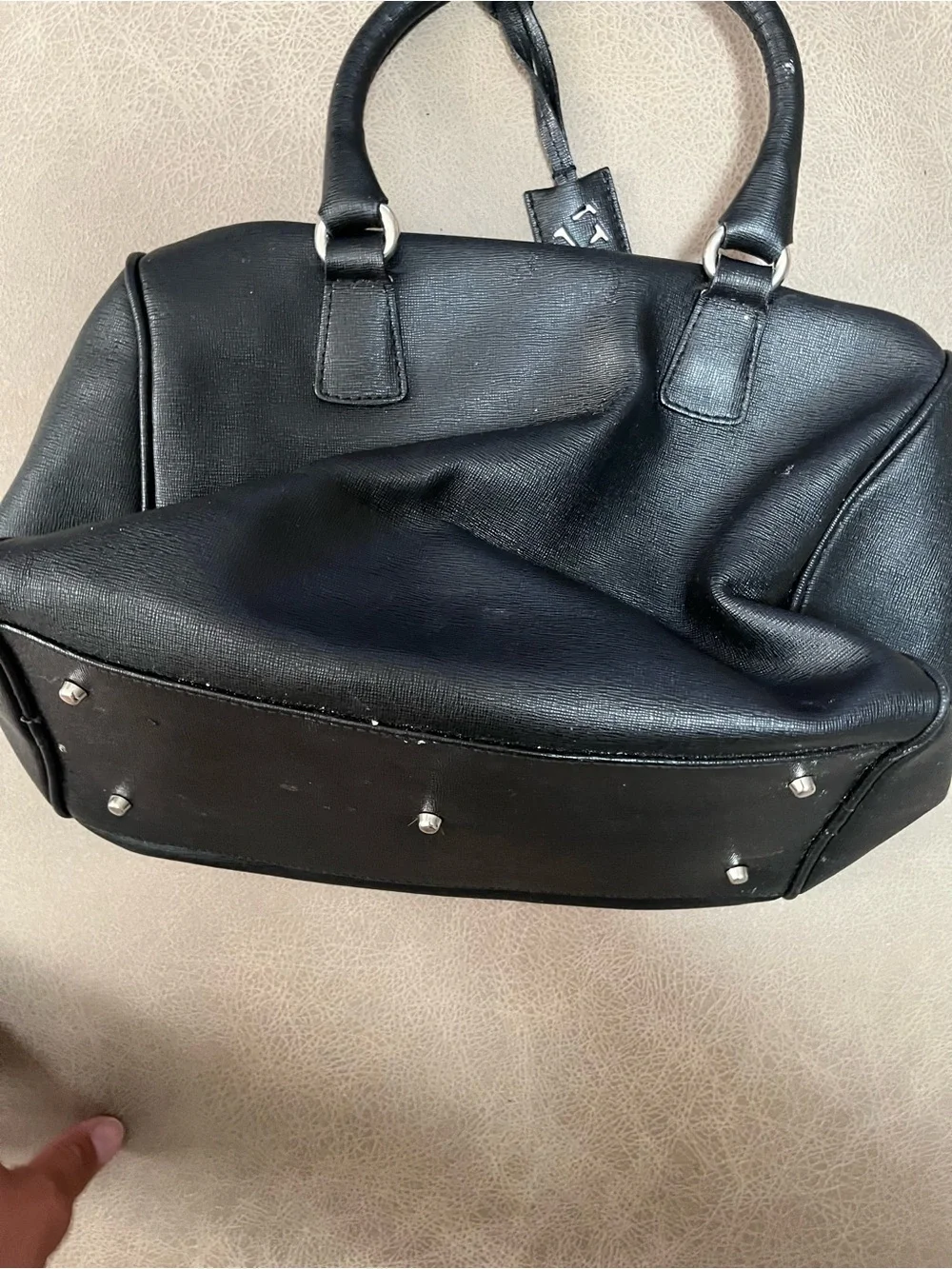 FURLA GENUINE LEATHER Classic Black Leather Satchel Handbag - Women's Bag